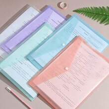 10/8/5pcs A4 Plastic File Bags - Thickened File Bags, Transparent Snap Button Student File Storage Bags, A4 File Bags, PP Transparent Plastic Snap Button File Bags, Plastic File Bags, Macaron Color Waterproof Data Bags, Office Folders | Fashion File Storage | Waterproof PP Material, Suitable For Students And Office Use, Back To School, School Supplies - A - View 10