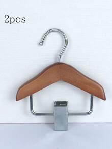 Small Wooden Clothes Hanger With Stainless Steel Clips, Pet Clothing And Accessories Hanging Rack, Polished Finish, Space-Saving Design, Suitable For Hanging Small Items, Bathroom Storage Rack - Multicolor - View 14