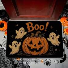 1 Cute Dog Print Bath Mat, Non-Slip Thick Soft Comfortable Bathroom Rug, Machine Washable, Bathroom Accessory, Soft Comfortable Carpet, Halloween Room Decor Gothic Style, 47.24x62.99 Inches - Burnt Orange - View 1