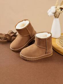 Sepatu Bot Salju Bayi dengan Lapisan Termal, Sepatu Bot Bulu Sol Lembut yang Hangat dan Nyaman untuk Anak Perempuan dan Balita - Coklat - View 5