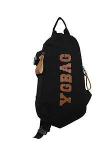 SHILAN Vintage Canvas Sling Chest Bag, Letter‑Decorated Multi‑Pocket Crossbody Pack For Outdoor Casual Daily Use - Multicolor - View 10