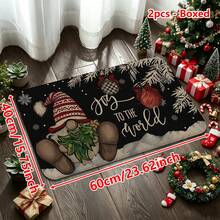 1/2/3pcs Christmas Theme Kitchen Rug, Flannel Kitchen Mat, Soft Comfortable Absorbent Non-Slip Machine Washable With Non-Slip Backing, Suitable For Multiple Scenes: Entrance, Living Room, Bedroom, Kitchen, Dining Room, Bathroom, Laundry Room, Hallway, Christmas Holiday Home Decor Floor Mat - Multicolor - View 16