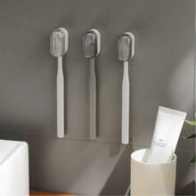 1pc/6pcs Self-Adhesive Wall-Mounted Toothbrush Holder, With Dust Cover, Waterproof Toothbrush Storage Rack, Suitable For Bathroom Sink, Shower Room Dust-Proof Toothbrush Storage Box, Practical Bathroom Home Supplies - Multicolor - View 6