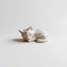 New 3D Printed Sleeping Cat Figurine Cute Statue Modern Design Bookshelf Desktop Geometric Cat Decor - Multicolor - View 5