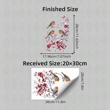 1PC Christmas Robin Window Sticker, 3 Cute Red-Breasted Birds Perched On Snow-Covered Red Berry Branches, Easy To Install Double-Sided Visible Static Adhesion Window Decal, Suitable For Home Living Room Kitchen Glass Window Winter Holiday Decoration Sticker, Beautiful Sticker - Robin - View 3