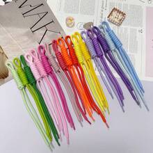 20/10pcs Handmade Knotted Keychain Making Materials, Dopamine Braided Nylon Rope Lanyard, Hand-Knotted Design, Jewelry Making Accessories - Multicolor - View 4
