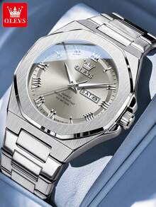 OLEVS 3727 Original Man Watch Stainless Steel Waterproof Luminous Dual Calendar Luxury Brand Roman Scale Quartz Wristwatches Men - One Size - View 20