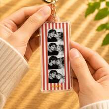 Personalized Photo Booth Acrylic Bar Keychain, Customized Couple Photo Pendant, Letter Heart Bag Strap, Gift For Best Friend - Multicolor - View 8