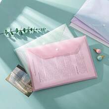 10/8/5pcs A4 Plastic File Bags - Thickened File Bags, Transparent Snap Button Student File Storage Bags, A4 File Bags, PP Transparent Plastic Snap Button File Bags, Plastic File Bags, Macaron Color Waterproof Data Bags, Office Folders | Fashion File Storage | Waterproof PP Material, Suitable For Students And Office Use, Back To School, School Supplies - A - View 1