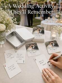 Personalized Photo Playing Cards With Custom Names And Initials, Wedding Poker Deck, Custom Couple Picture Cards, Wedding Reception Guest Message Cards, Anniversary Keepsake, Romantic Gift For Newlyweds, Couples, Wedding Guests And Friends. - Multicolor - View 7