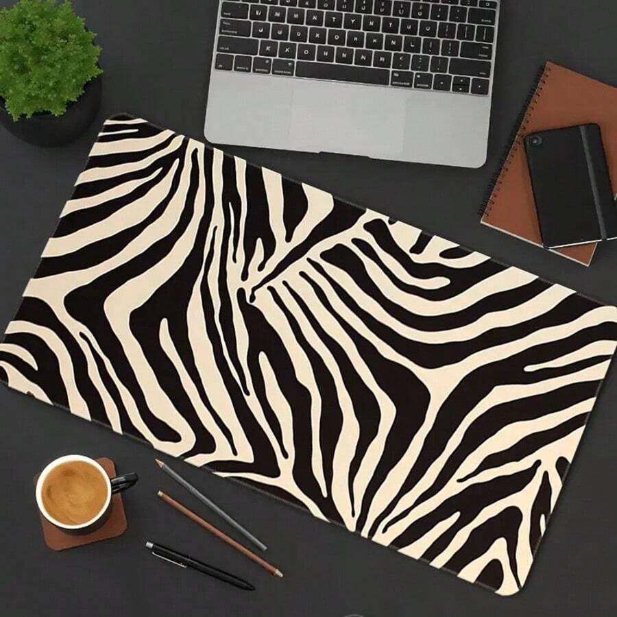 1pc Zebra Stripe Mouse Pad, Suitable For Gaming And Office Desktops, Anti-Slip Design For PC, Computer, Laptop, Tablet, Smartphone - Fashionable Desktop Accessory For Gamers, 2D Flat Style - Zebra Print - View 1
