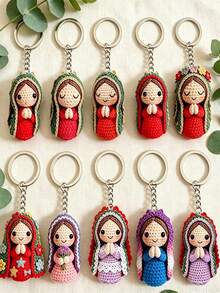 10pcs 2D Acrylic Virgin Mary Keychain Set, Unisex Backpack Pendant & Car Keychain, Couple Commemorative Charm, Blessing & Grace Believer Gift, Suitable For Daily Use, Holidays, Religious Commemoration, Ramadan, Party, Baptism, Wedding And Church Events - Multicolor - View 4