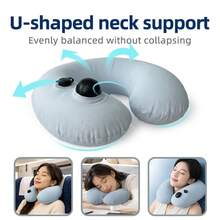 1 buah Bantal Leher Berbentuk U yang Dapat Dipompa, Bantal Penyangga Leher Portabel yang Dapat Dilipat untuk Perjalanan, Cocok untuk Pesawat, Mobil, Kantor, atau Tidur Siang, Bantal Sandaran Leher untuk Perjalanan yang Ringkas dan Mudah Disimpan - A - View 3
