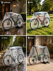 1/3/5/10pcs Road Vehicle Protective Cover, High Transparency Material Doesn't Block Color, Elastic Closure Quick Wear, Fits Road Vehicles, Mountain Bikes And Various Cycling Gear, Portable Transparent Bicycle Cover - Bicycle Transparent Cover - View 9