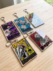 5pcs GACHIAKUTA Anime Acrylic Keychains, Zanka Nijiku/Rudo/Enjin/Riyo/Jabber, Can Be Used As Bag Charm, Backpack Pendant, Phone Lanyard, Car Key Ring, Cute Anime Desktop Decoration, Perfect Festival And Back To School Gift For Anime Fans - Multicolor - View 4