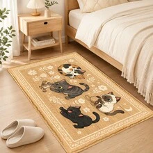 1pc, Cat Cartoon Pattern Printed Faux Cashmere Kitchen Mat, Absorbent Kitchen Floor Mat, Kitchen Rug, Long Strip Foot Mat, Sink Front Mat, Suitable For Kitchen, Bathroom, Entryway, Hallway, Laundry Room And Home Decor - Multicolor - View 8