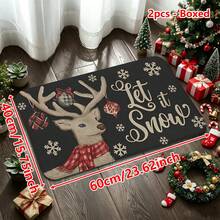 1/2/3pcs Christmas Theme Kitchen Rug, Flannel Kitchen Mat, Soft Comfortable Absorbent Non-Slip Machine Washable With Non-Slip Backing, Suitable For Multiple Scenes: Entryway, Living Room, Bedroom, Kitchen, Dining Room, Bathroom, Laundry Room, Hallway, Christmas Holiday Home Decor - Multicolor - View 13