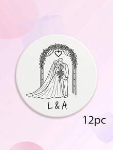 1/12/24pcs Custom Text Wedding Couple Line Art Coasters, Custom Wedding Favor Gifts For Guests, Newlywed Keepsake Home Tabletop Decoration - Multicolor - View 7