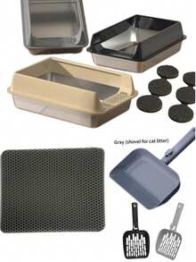 1/6/10pcs Extra Large Stainless Steel Cat Litter Box, Semi-Enclosed Hollow Design, Low-Opening Anti-Spill Anti-Tracking Anti-Clumping, Easy To Clean, Durable, 1 Set - one-size - View 9