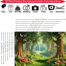 2D Flat 1pc Magic Forest Fairy Tale Background Banner With Mushrooms And Stream - Vibrant Polyester Party Banner - A - View 5