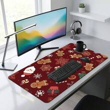 Holiday Christmas Print Large Extended Gaming Mouse Pad, Non-Slip Rubber Base, Smooth Sliding Surface, Multi-Functional Desk Mat For Computer Office Home Study, Holiday Abstract Desktop Decor - A - View 8