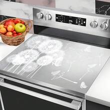 (Hot !!) 1件裝 2D 蒲公英圖案平面爐灶保護墊，防滑耐熱橡膠爐灶蓋墊，適用於感應爐、玻璃爐灶，多功能防刮墊，亦適合烤箱、洗衣機、烘衣機及廚房裝飾 - 彩色 - 查看 13