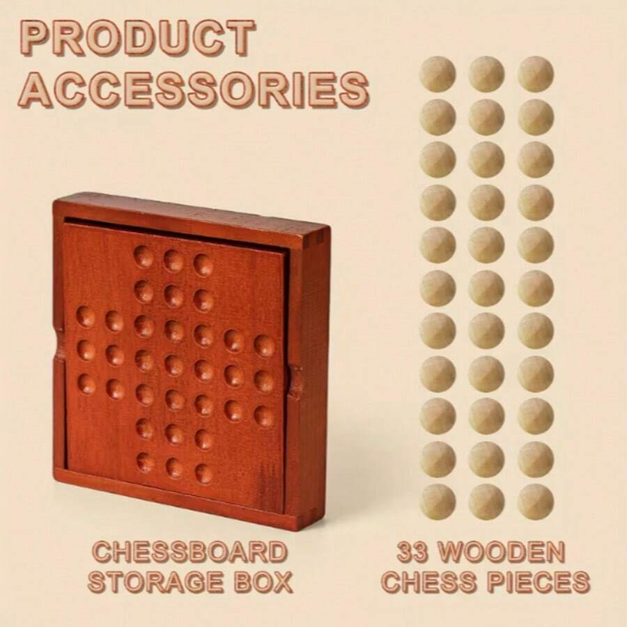 Wooden Solitaire Board Game, Classic Single Player Puzzle Game, Educational Puzzle Toy