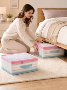8PCS Large Capacity Clear Mesh Storage Bins With Zipper Lid & Handles, Foldable Closet Organizer For Clothes, Quilts, Blankets, Bed Sheets And Linens, Dustproof Home Storage Solution - Clear - View 3