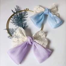 1pc Pink French Lace Stitching Pearl Bow Hair Clips, Elegant Shiny Bow Hair Clips For Women, Daily Party Holiday Style. - Multicolor - View 5