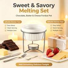 1PC 100ml/3.38oz Ceramic Butter Heater, Chocolate Melting Pot, Includes 1 Melting Bowl And 1 -Plated Iron Stand (Does Not Include A Candle), Suitable For Cooking Chocolate, Butter, Cheese, Etc., Kitchen Accessories. - Multicolor - View 3
