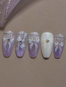 2/1pc Exquisite Butterfly Wings Nail Art Stickers Self-Adhesive Fragrance-Free Suitable For Hand And Foot Decoration Elegant Design Easy To Apply Suitable For Autumn, Halloween, Christmas DIY Manicure - White - View 5