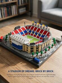 2436 PCS Football Stadium Miniature Building Building Blocks Set, European-Style Football Stadium Miniature Brick Model, Collectible Display Decoration For Sports Enthusiasts, Iconic Landmark Building Simulation Model - Boxed - View 7