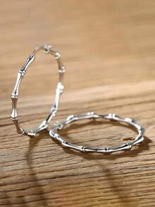 1 Pair Daily Hoop Earrings For Women, Wedding Engagement Party Jewelry, Valentine's Day Gift - Silver - View 3