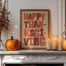 1pc Frameless Thanksgiving Fall Kitchen Wall Art Canvas Vintage Typography Rustic Poster For Living Room Bedroom Dorm Gift - Multi-color - View 3