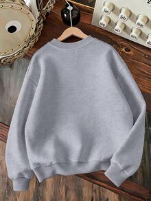 2pcs Set Suitable For Girls Big Tween Girl, Round Neck Sweatshirt With Cute Cat Print + Wide Leg Pants Matching Set, Perfect For Autumn/Winter Daily Wear - Multicolor - View 7