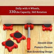 1 Set Furniture Moving Sliders Kit, Heavy Furniture Lifter With 4 Wheeled Pads, 360° Rotatable Movers For Sofas, Cabinets, Refrigerators And Appliances, Floor Protection, Easy Moving Tool For One Person - Moving Essential - View 2