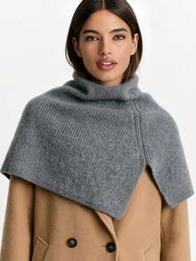 1pc Women's Winter Knitted Scarf Neck Warmer, Solid Color Versatile Pullover Neck Wrap Shawl - Multicolor - View 9