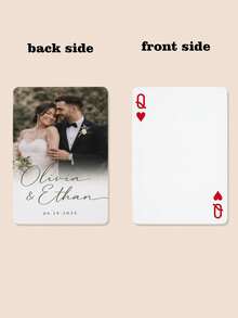 Personalized Photo Playing Cards With Custom Names And Initials, Wedding Poker Deck, Custom Couple Picture Cards, Wedding Reception Guest Message Cards, Anniversary Keepsake, Romantic Gift For Newlyweds, Couples, Wedding Guests And Friends. - Multicolor - View 11