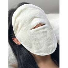 1pc Reusable Hot Compress Facial Mask, Cold & Hot Compress Face Towel, Suitable For Home Bathroom Decor, Back To School Season Beauty Salon Home Bathroom Supplies - White - View 2