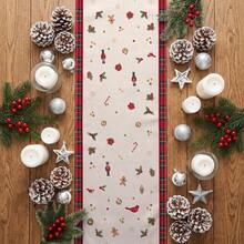 1pc Christmas Tree Gift Box Plaid Print Table Runner, Suitable For Holiday, Party, Birthday, Dinner, Restaurant Table Decor, Christmas Home Decoration - Multicolor - View 4