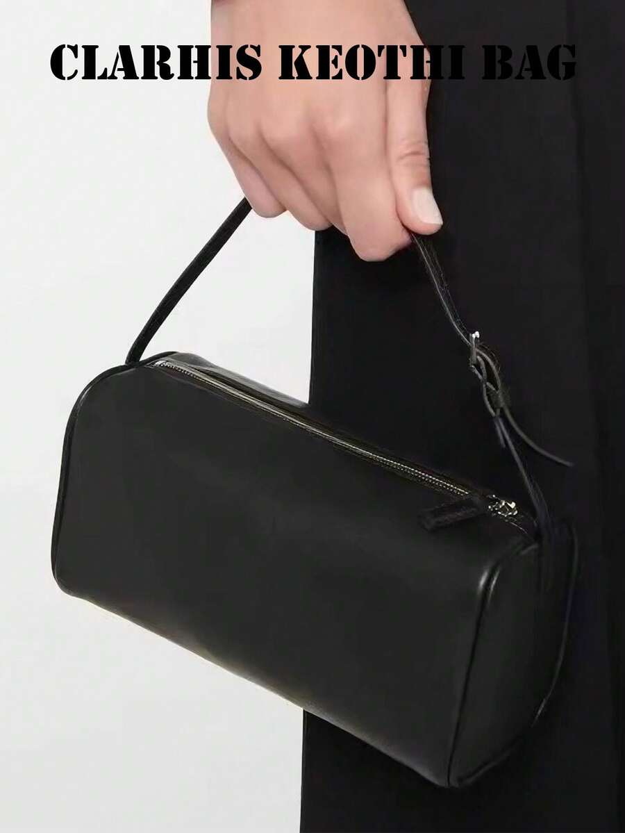 Fashionable Versatile Commuter Minimalist Handbag Shoulder Bag - Black - View 1