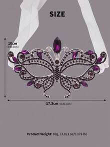 European & American Vintage Gothic Hollow Butterfly Mask, Halloween Party Sparkling Rhinestone Half Face Eye Mask, Alloy Ribbon Ball Mask Face Accessory - Multicolor - View 7