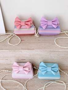1pc Girls Bow PU Magnetic Closure Fashion Crossbody Bag Suitable For All Seasons Daily Use - A - View 3