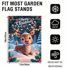 2D Flat Design - Single Piece 2D Flat Design - Flat 2D Design, Christmas Reindeer Welcome Garden Flag, No Flag Pole, Size 12X18 Inches, Durable Polyester Material, Suitable For Yard Decoration, Single-Sided Printing, No Flag Pole Included - A - View 3