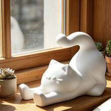 3D Printed Cat Phone Stand, Creative Desktop Phone Holder, Suitable For Office And Home, Slouchy Phone Stand For Watching Videos And Working, Combines Decorative Ornament And Gift Function - A - View 2