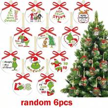 The Grinch The 12/6/2Pcs Acrylic ‑Themed Christmas Tree Hanging Ornament, Multiple Funny Quote Pattern Styles Optional, Perfect For Christmas Home Decor, And Ideal As Xmas Tree Decoration And Holiday Party Gift. - Multicolor - View 9