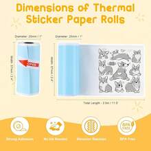 Mini Thermal Printer Sticker Paper 5/10 Rolls Colored Sticker Roll 57x25mm Self Adhesive Thermal Sticker Paper For Sticker Boxes, Crafts, And Notes, With Ink-Free Printing For Creative Projects - View 8