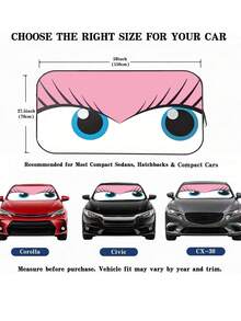 Funny Car Windshield Sun Shade, Cute Driving Animal Design, Heat Insulation Board, Front Window Car Sunshade, Windshield Blocker, UV Protection, Sedan Truck SUV Accessory, 59.06 In X 27.5 In - A - View 2