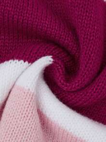 Sweater Polo Lengan Panjang Bergaris Warna Blok untuk Anak Perempuan, Atasan Rajut Pendek Serbaguna Baru untuk Musim Gugur/Dingin - MultiWarna - View 6
