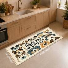 1pc Cartoon Dog Pattern Printed Faux Cashmere Kitchen Mat, Absorbent Kitchen Floor Mat, Kitchen Rug, Long Runner Mat, Sink Front Mat, Suitable For Kitchen, Bathroom, Entryway, Hallway, Laundry Room And Home Decor - Multicolor - View 14